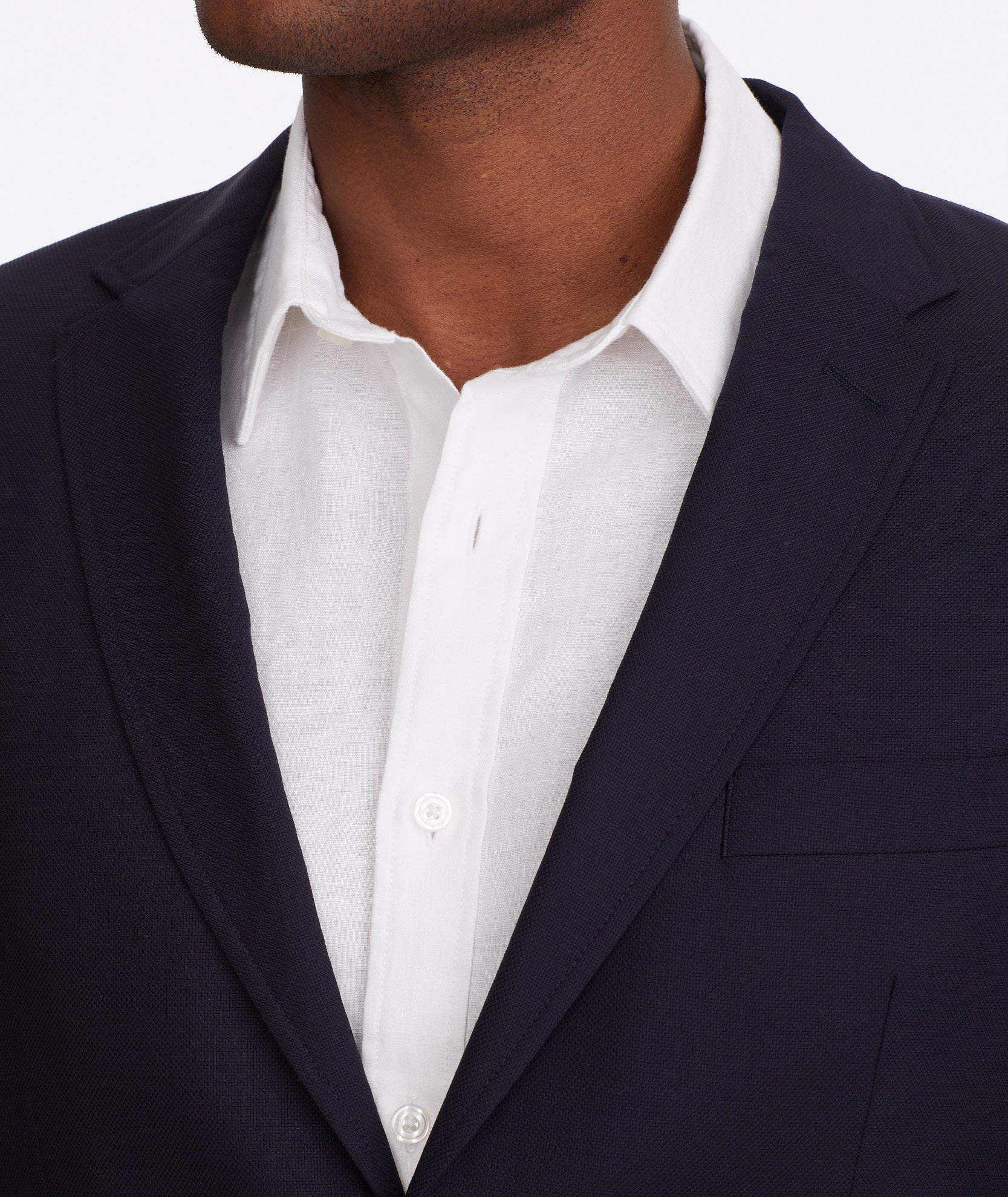 Model wearing a Navy Wrinkle-Resistant Palazzo Sport Coat