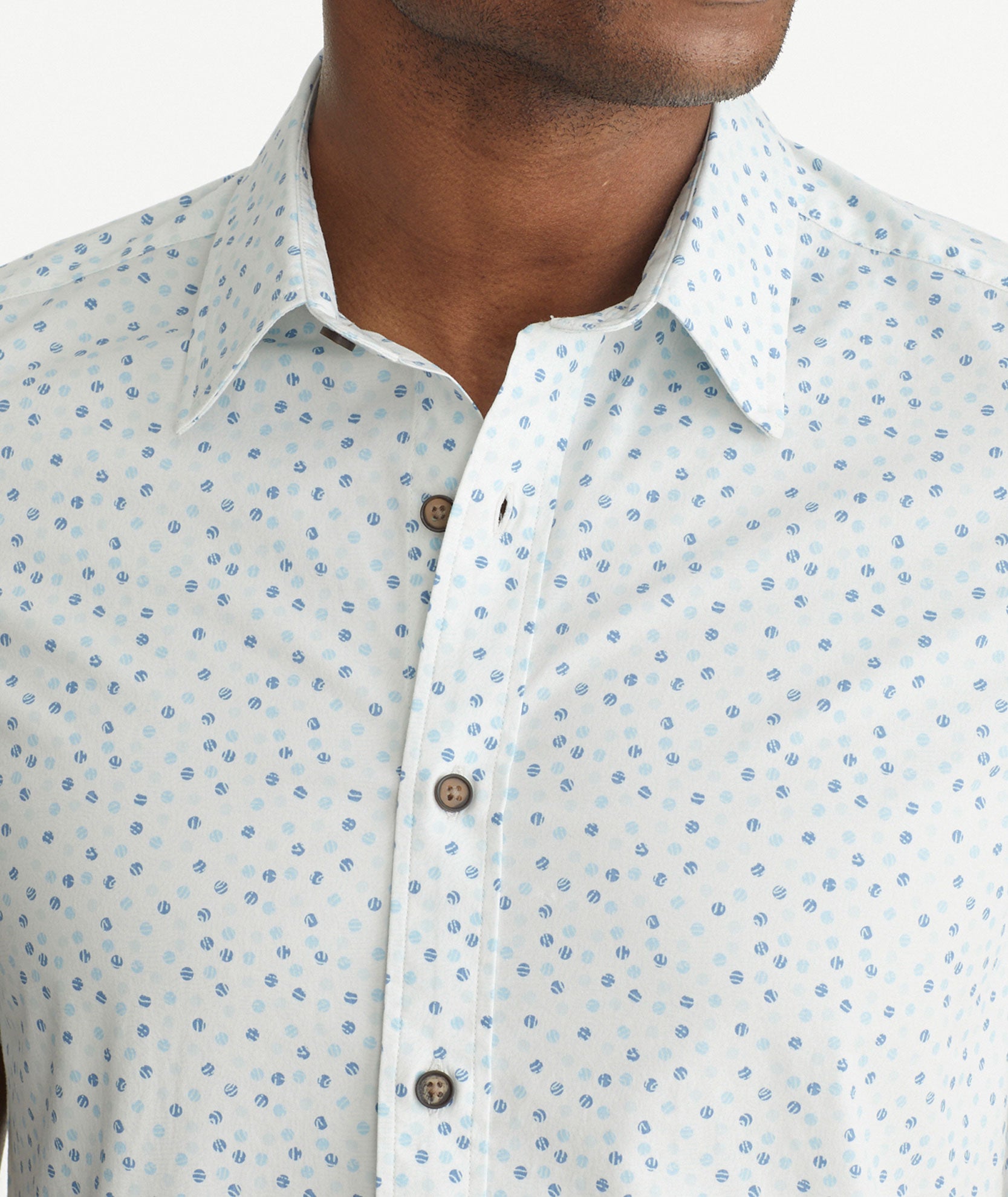 Cotton Stretch Short-Sleeve Dot Shirt - FINAL SALE