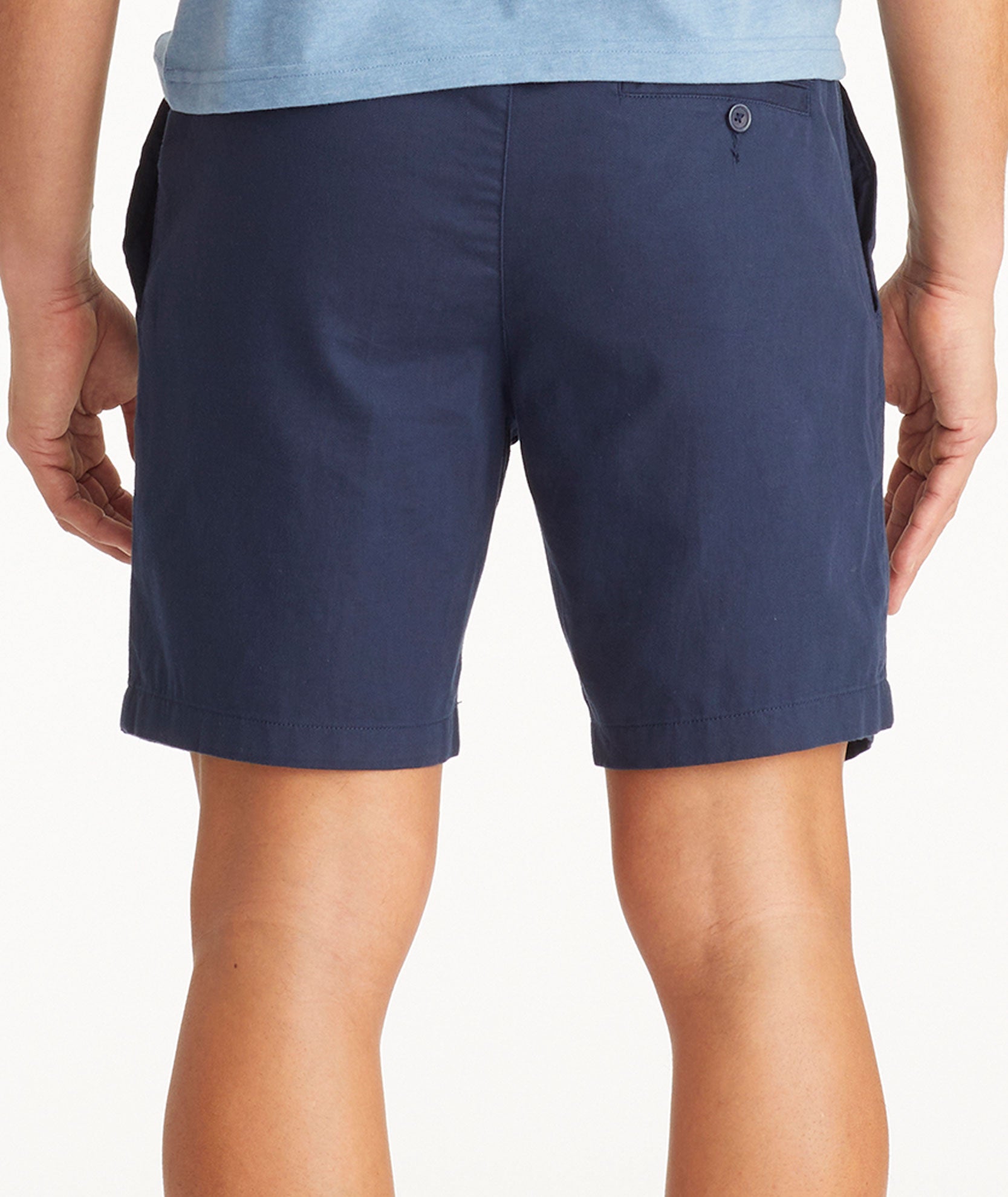 Model wearing UNTUCKit Navy Drawstring Shorts